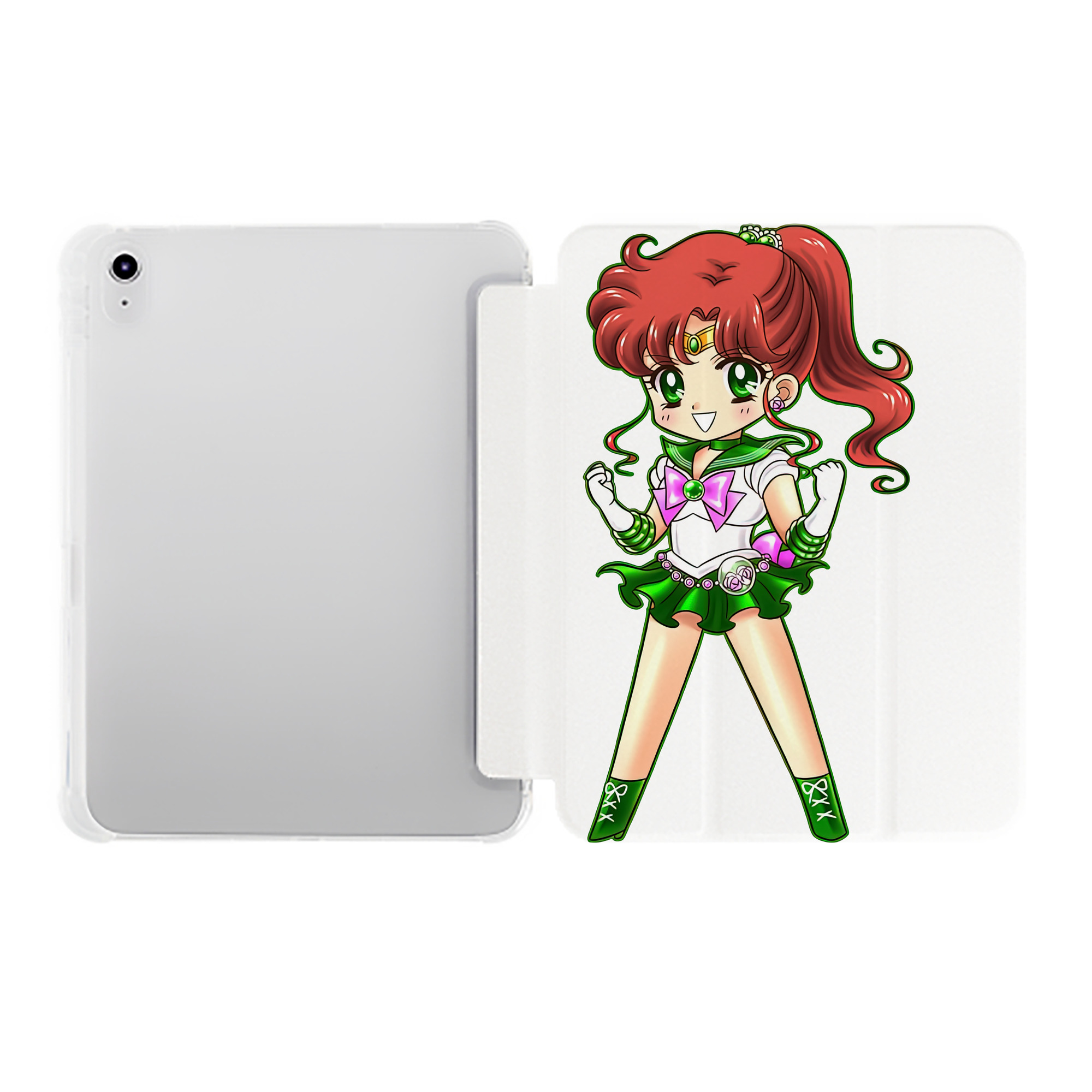 （画像用） 美少女戦士セーラームーン 木野 まこと きの まこと Sailor Moon Kino Makoto （セーラージュピター；Sailor Jupiter） IPad ケース ペン収納付き 三つ折りスタンド PUレザー×シリコン 対応機種9.5/10.5/10.9インチ